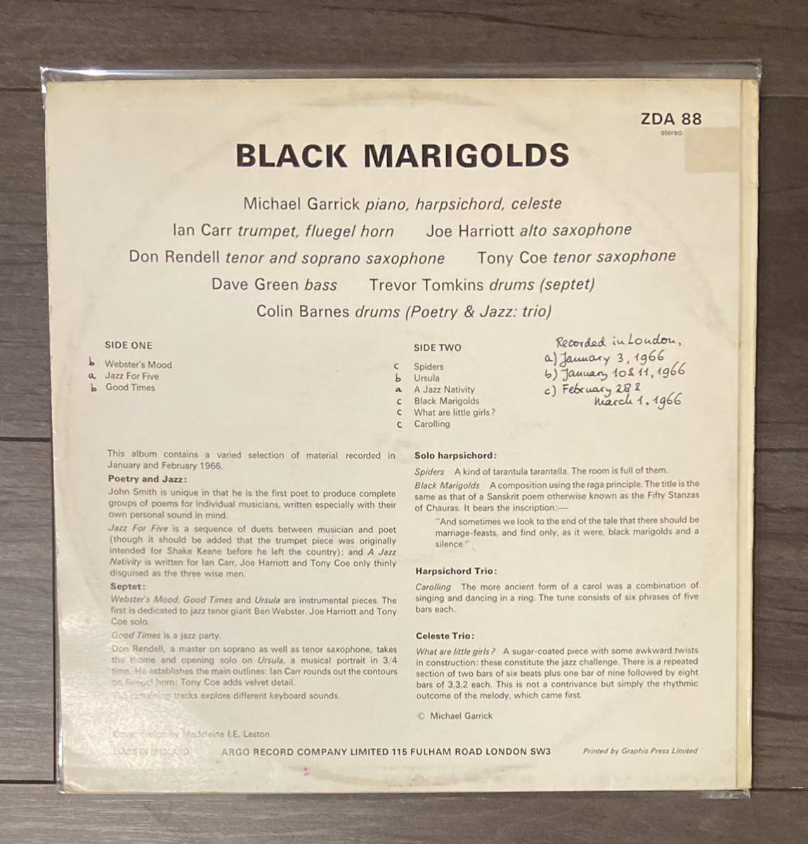 Garrick Michael Septet Black – Marigolds UK MARIGOLDS GARRICK
