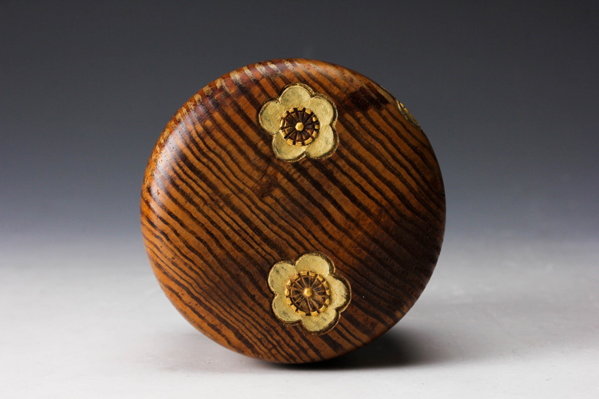 【珍品】市川銕琅　宗旦好 橙香合　金箔塗　茶道具　市川銕琅書箱　花押あり 市川銕琅 こぼれ梅図興福寺花ノ松中棗 花押 官休庵書付箱 茶道具 本物
