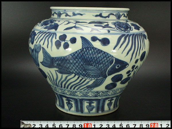 故宫博物院 銀閣中国美術 青花 旧家蔵出(ZD638) 公式 青花纏枝蓮紋大