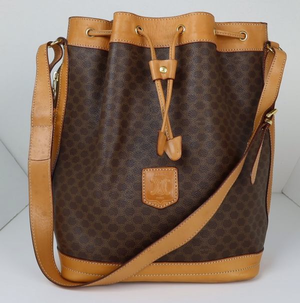 CELINE セリーヌ マカダム 柄 巾着 ショルダー バッグ b4851 セリーヌ