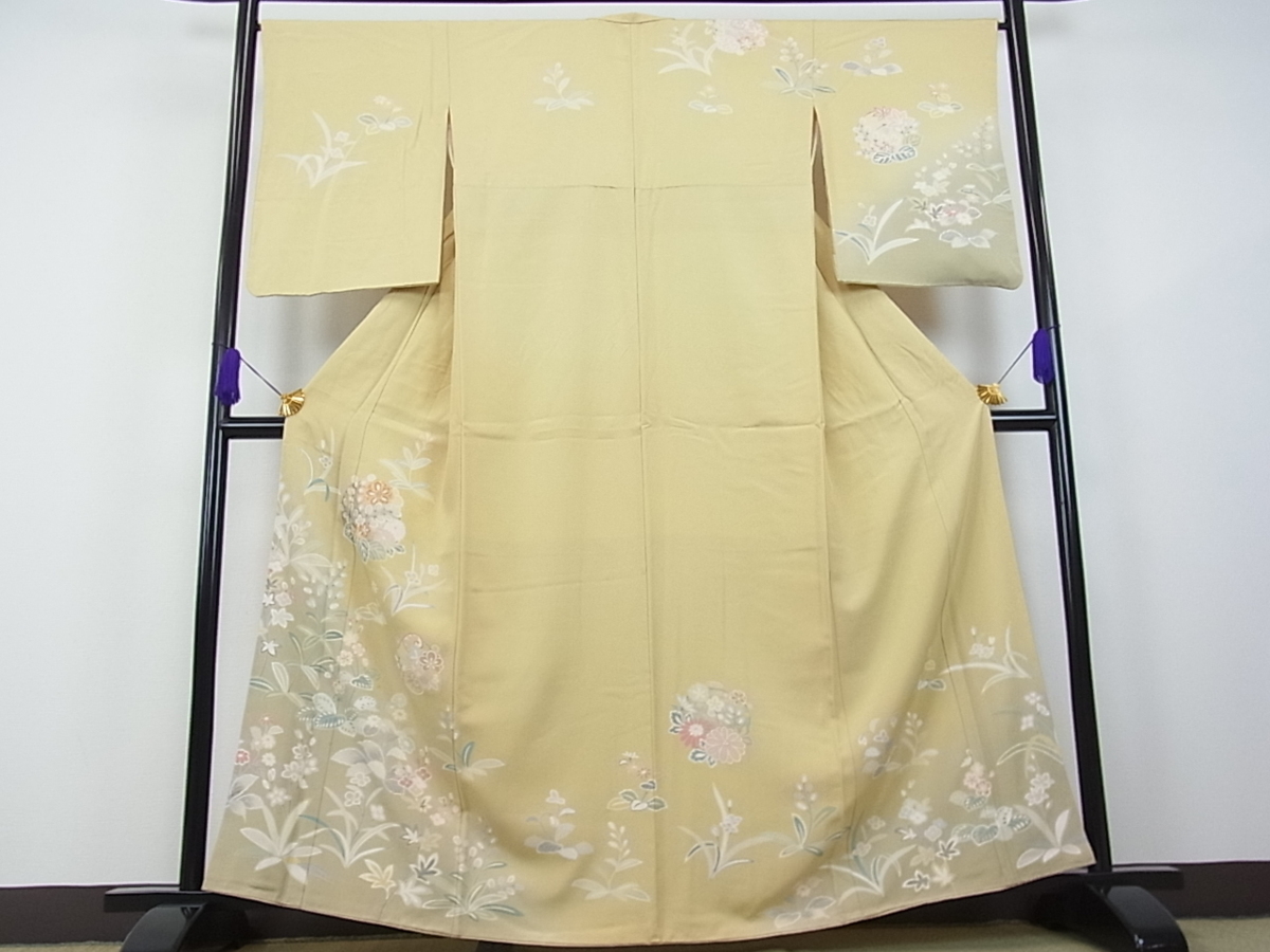 平和屋着物 訪問着 友禅 駒刺繍 四季の花 暈し染め 金彩 逸品