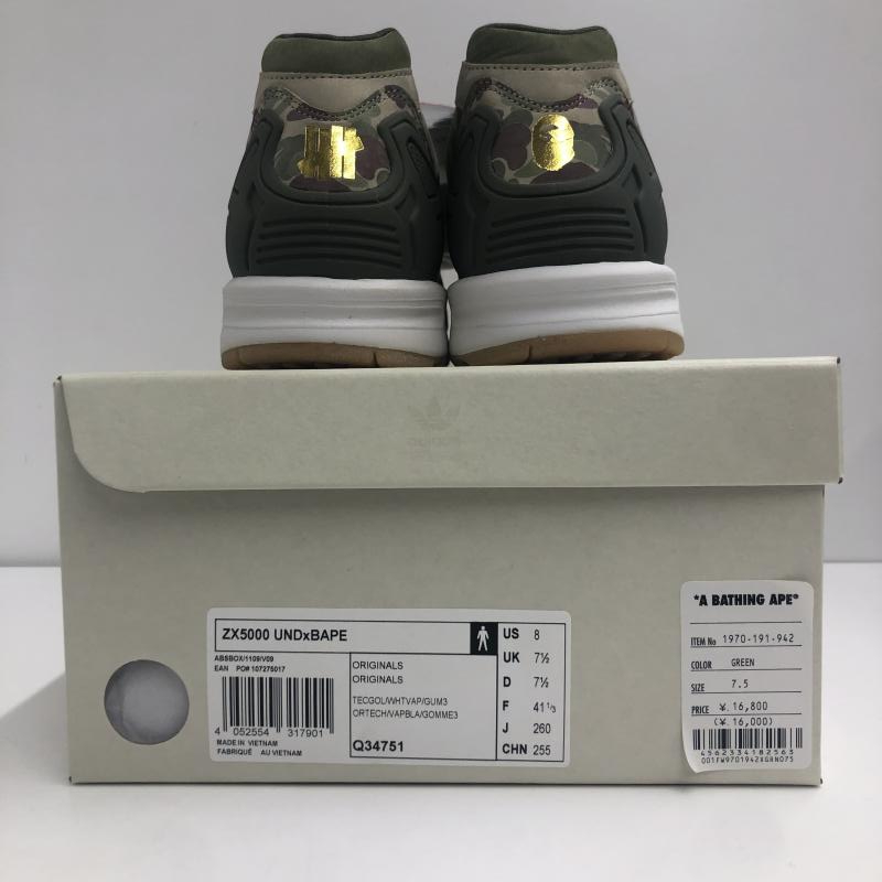【中古】adidas×A BATHING APE×UNDEFEATED アディダス アベイシングエイプ アンディーフィーテッド ZX5000 カモフラ サイズ26cm Q34751 Undefeated x Adidas × Undefeated, Blue