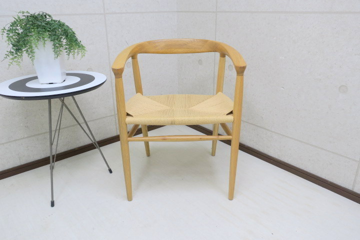 美品 無印良品/MUJI ペーパーコードアームチェア オーク材 木製
