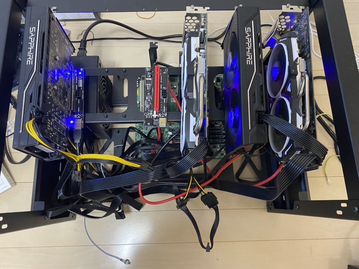 マイニングリグ マイニングマシン RX470*3，RX580 93MH 自作マイニングリグ rx470 rx580 8GB ×