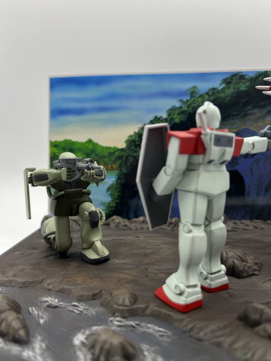 1/250 ガンダム情景模型 ジャブローに散る 塗装済み 完成品 検)HG RG