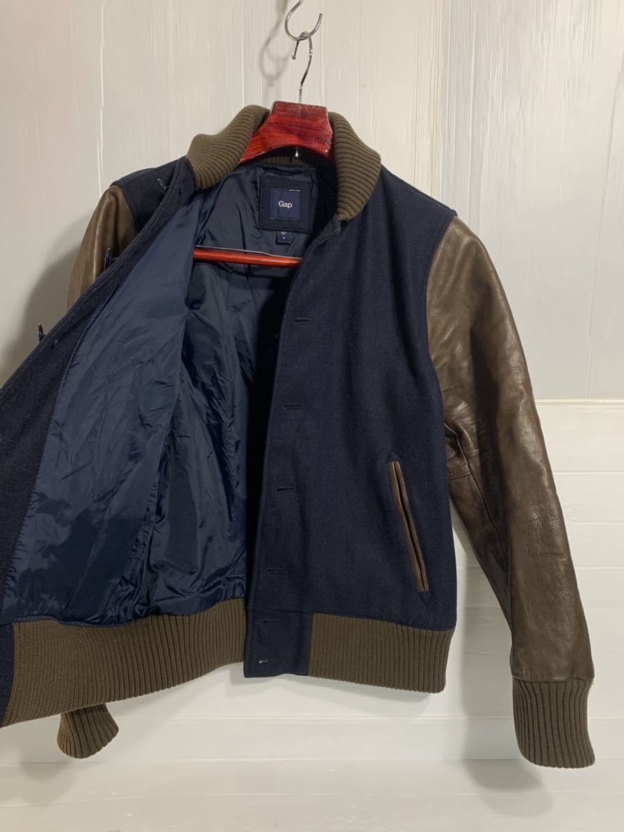 GAP ギャップ 本革 牛革レザー切替 肉厚ウール ボタンフライ 