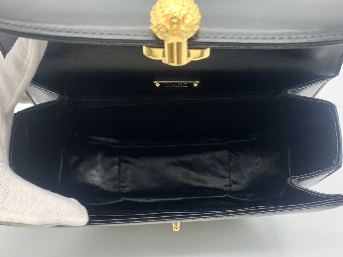 美品】WAKO 和光 ハンドバッグ 黒 ブラック ゴールド金具 レディース 