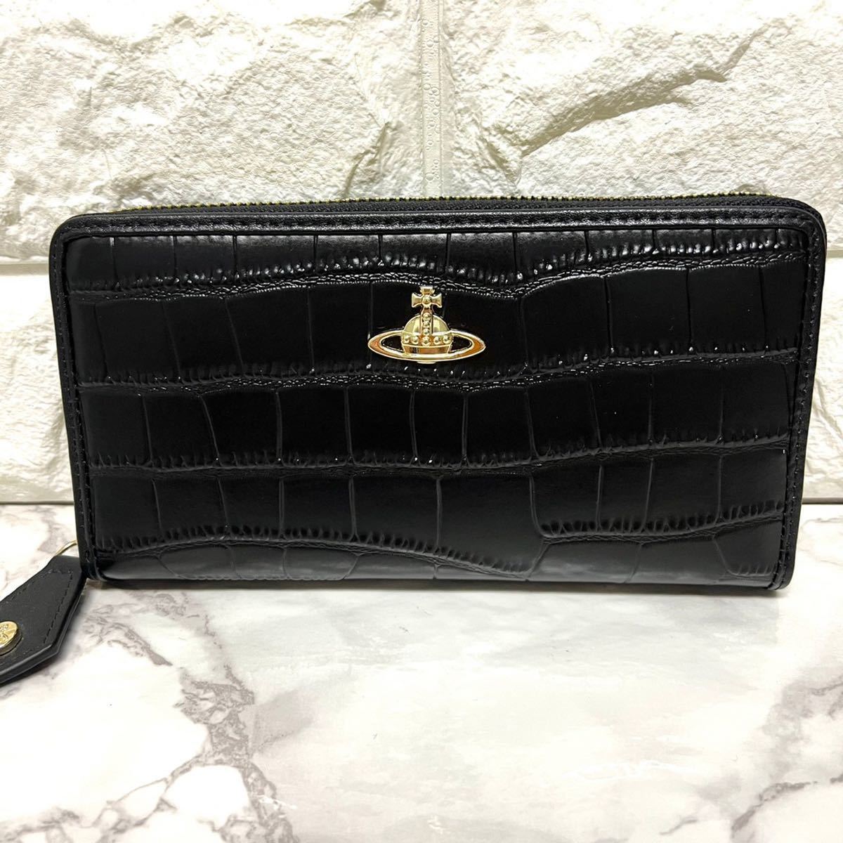 55wv310 エナメル　Vivienne ブラック長財布 55wv310 エナメル Vivienne ブラック長財布 ヴィヴィアンウエスト