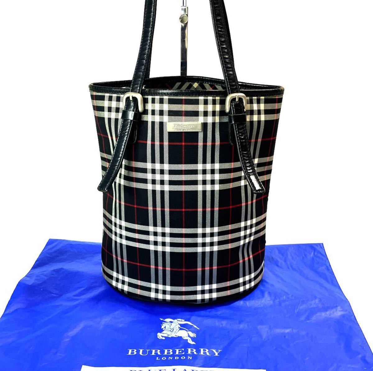 美品 BURBERRY BLUE LABEL バーバリーブルーレーベル チェック バケツ 