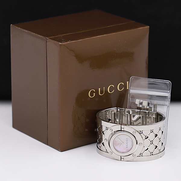 1円☆稼働品【GUCCI/グッチ】112 トワール バングルウォッチ GG×ハート 