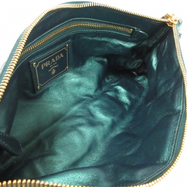 プラダ PRADA クラッチバッグ - パイソン ブルーグリーン 革タグ