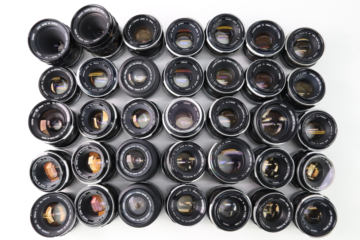赤字超特価，高品質 35点 CANON キャノン 単焦点レンズ まとめ売り 一眼レフ FL 50mm F1.8/50mm F1.4/35mm F3.5/35mm F2.5/50mm F3.5 等 11281-Y(キヤノン)｜売買されたオークション情報、yahooの商品情報をアーカイブ公開 - オークフ キヤノン