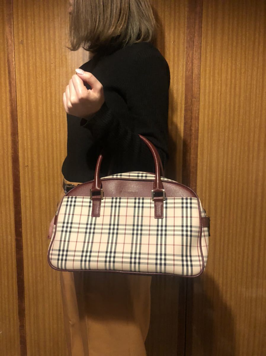 美品 Burberry バーバリー ボストンバッグ ハンドバッグ ノバチェック
