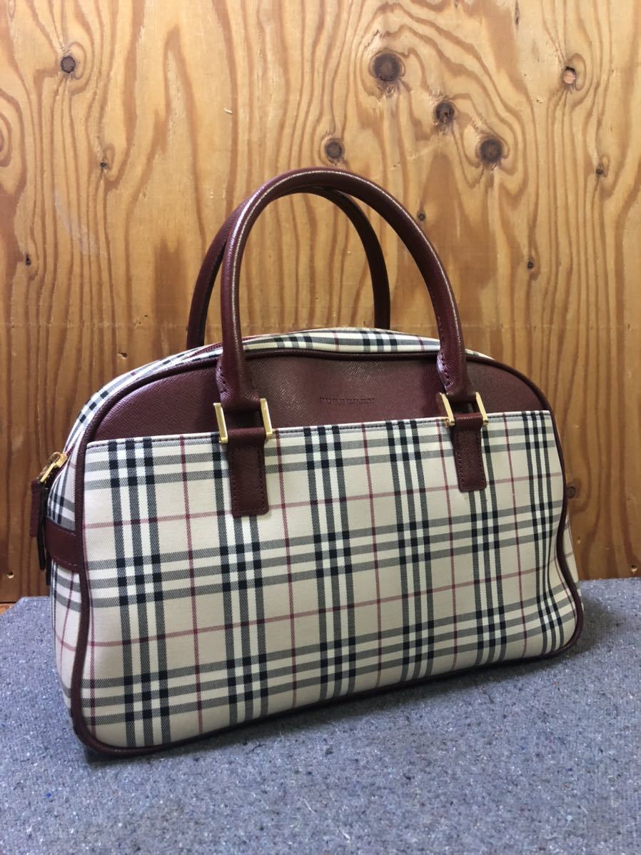 美品 Burberry バーバリー ボストンバッグ ハンドバッグ ノバチェック