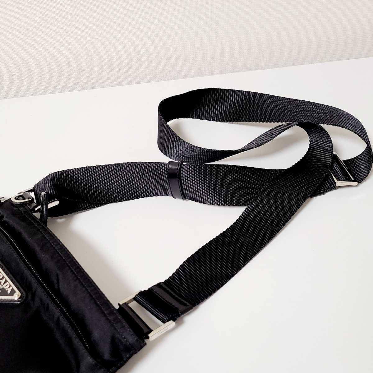 美品 PRADA プラダ ナイロン ショルダー バッグ 斜め掛け ブラック 