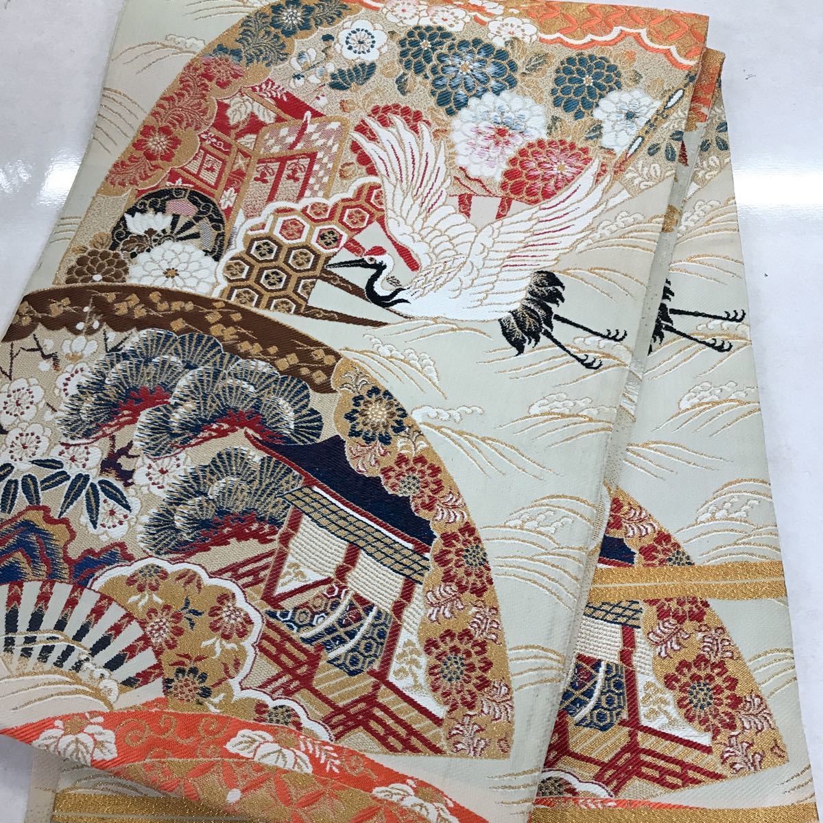 みあり様 丸帯 全通 リバーシブル 着物 正絹 袋帯 帯 金糸 銀糸 呉服 豪華
