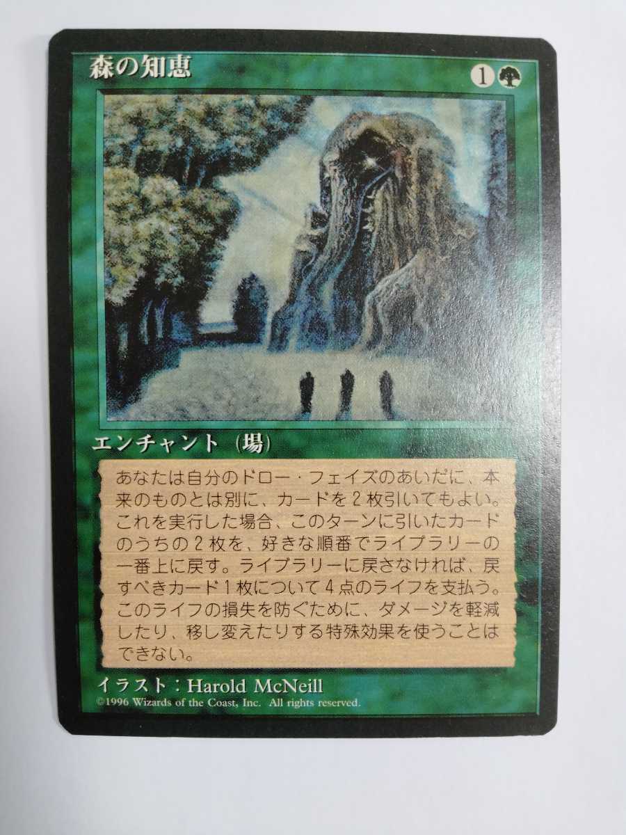 MTG 《Sylvan Library》 『森の知恵』4th 黒枠 4ED 日本語版