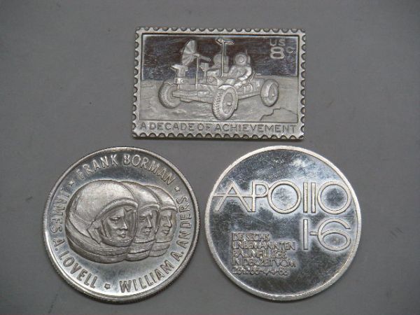 Yahoo!オークション 純銀製 記念メダル 「アポロ11号」貨幣の落札相場