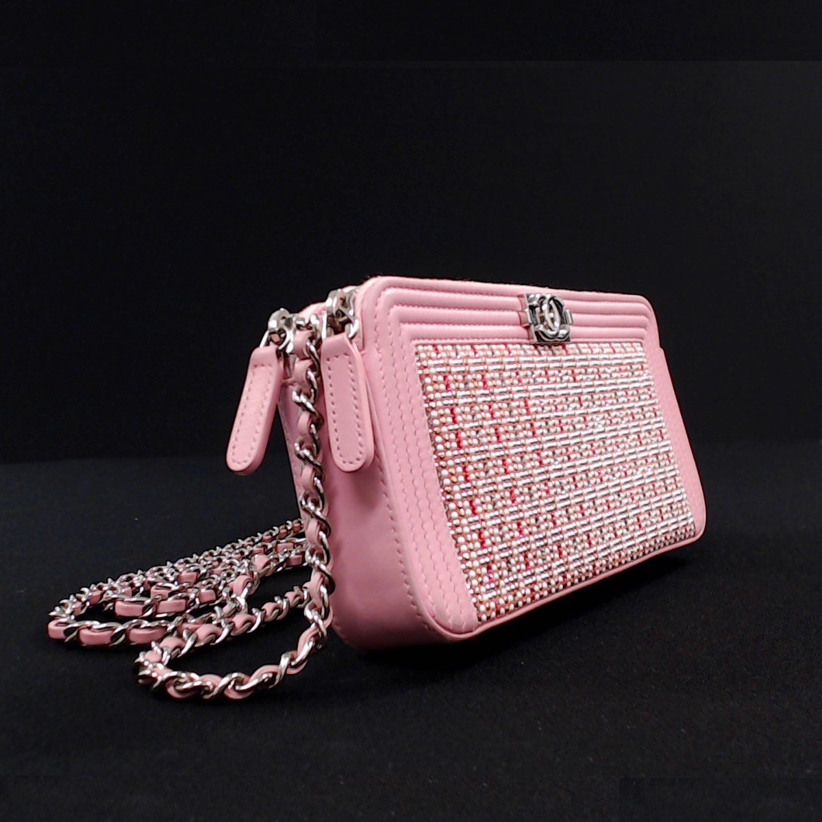 【美品】シャネル ボーイシャネル チェーンウォレット ピンク ラムスキン CHANEL(シャネル) ボーイシャネルチェーンウォレット ショルダーバッグ