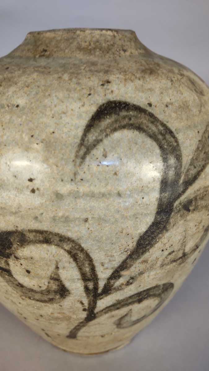 李朝 朝鮮 高麗 花瓶 鉄絵草花文 キズ 水漏れ 参考資料 | 青花