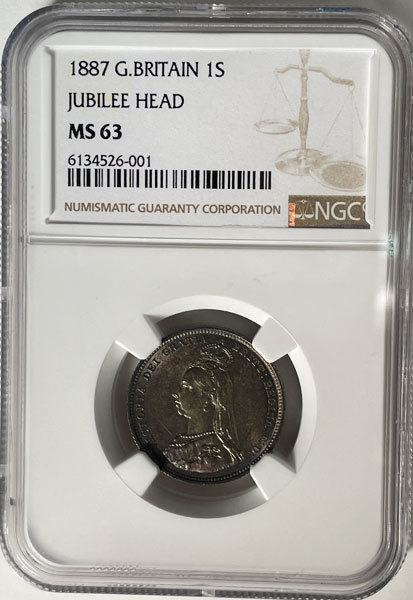 1円～ 準高鑑定!! 人気のジュビリーヘッド銀貨】1887年 イギリス