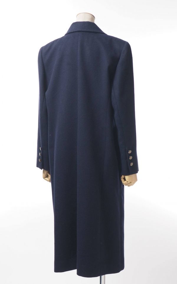 GJ8219 クレモナ/Cremona モードバリエ 総カシミヤ ロングコート ダブルブレスト 飾りボタン ダークネイビー系 レディース サイズ9(Mサイズ)|売買されたオークション情報、yahooの商品情報をア