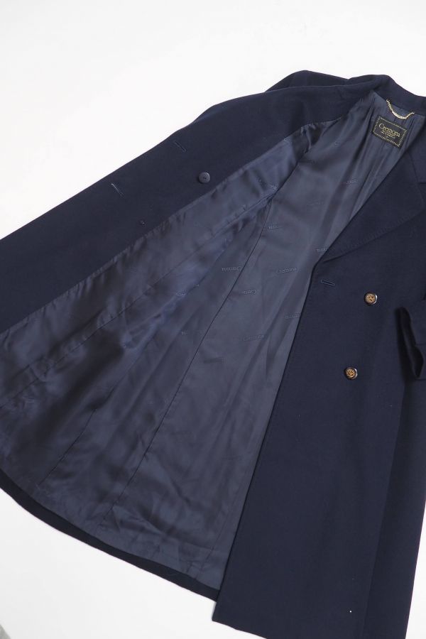 GJ8219 クレモナ/Cremona モードバリエ 総カシミヤ ロングコート ダブルブレスト 飾りボタン ダークネイビー系 レディース サイズ9(Mサイズ)|売買されたオークション情報、yahooの商品情報をア