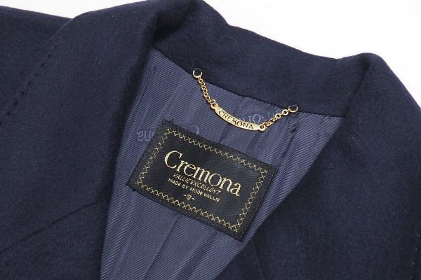 GJ8219 クレモナ/Cremona モードバリエ 総カシミヤ ロングコート ダブルブレスト 飾りボタン ダークネイビー系 レディース サイズ9(Mサイズ)|売買されたオークション情報、yahooの商品情報をア