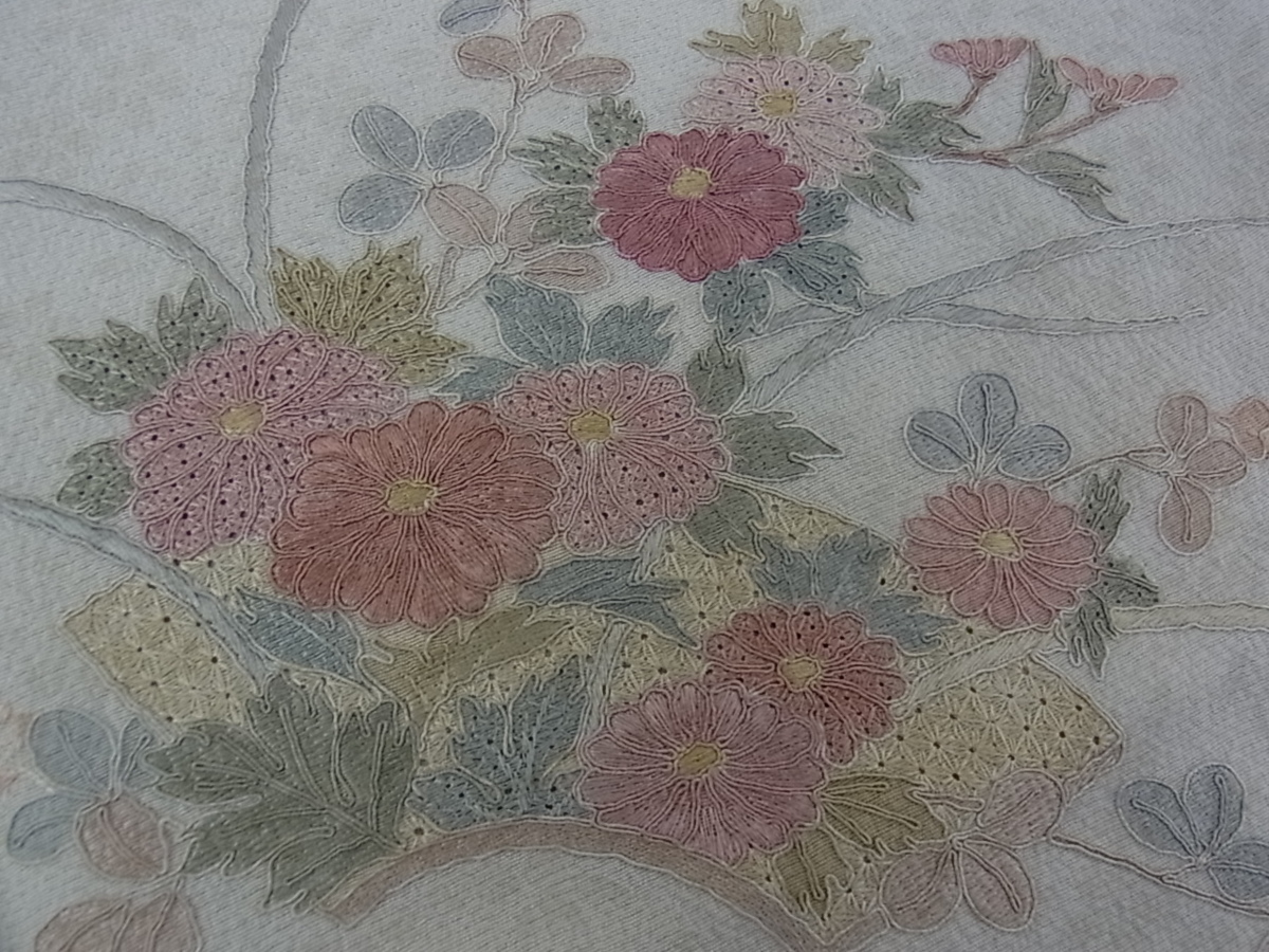 着物屋こころ□訪問着 中国三大刺繍 汕頭刺繍 スワトウ刺繍 地紙梅花文