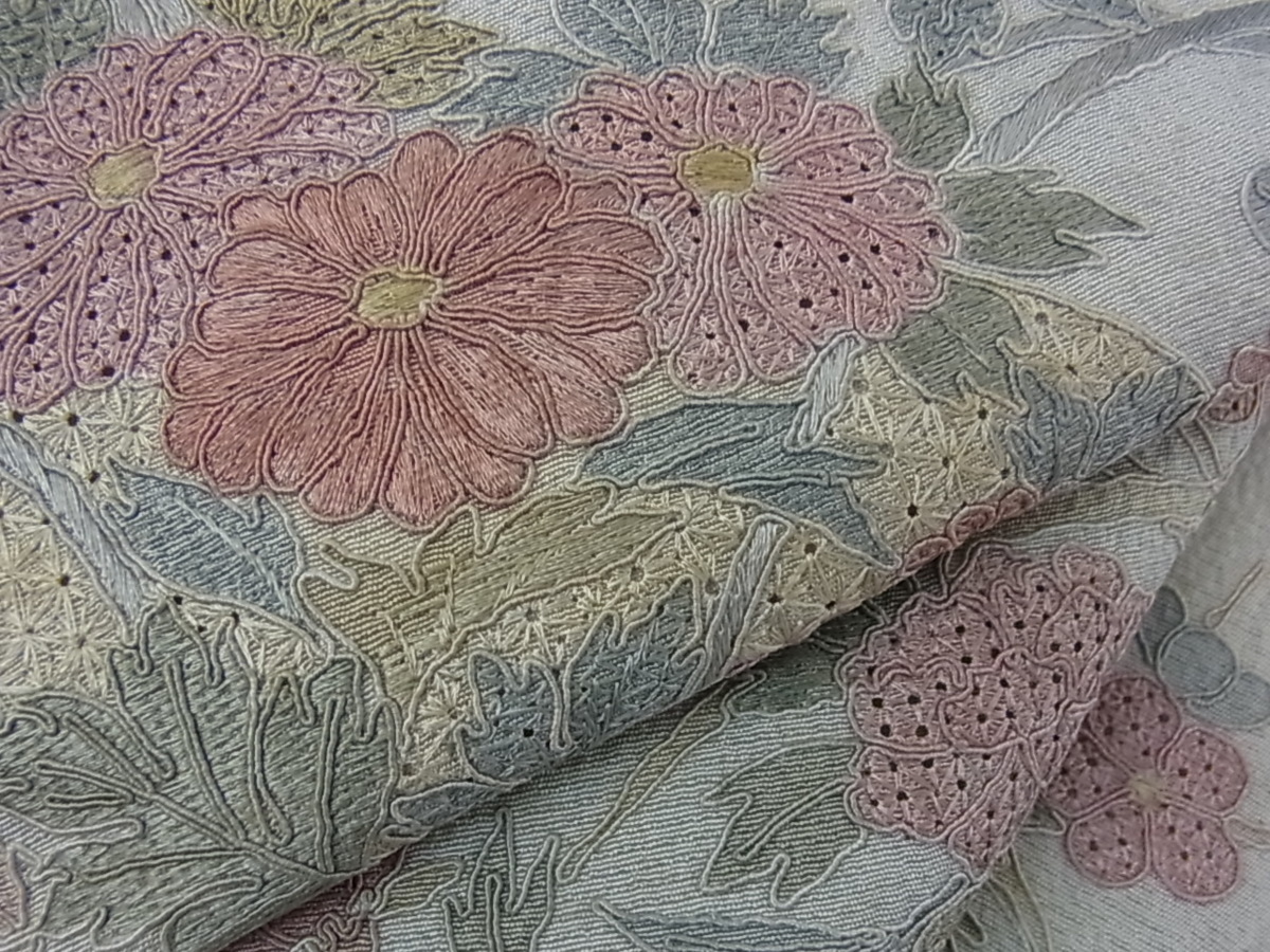 着物屋こころ□訪問着 中国三大刺繍 汕頭刺繍 スワトウ刺繍 地紙梅花文 