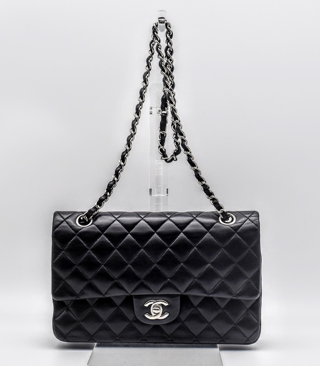CHANEL◇ダブルフラップチェーンショルダーバッグ/BLK/レザー/… CHANEL