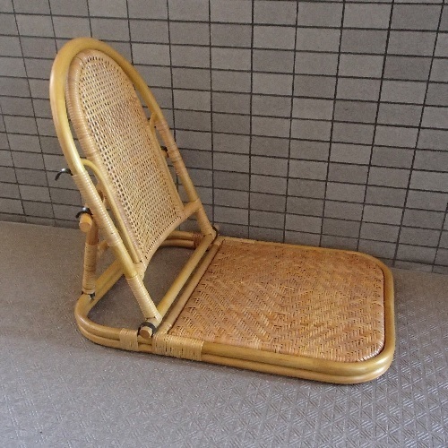 籐家具 折りたたみ座椅子 リクライニング 背もたれ付き ラタン 昭和