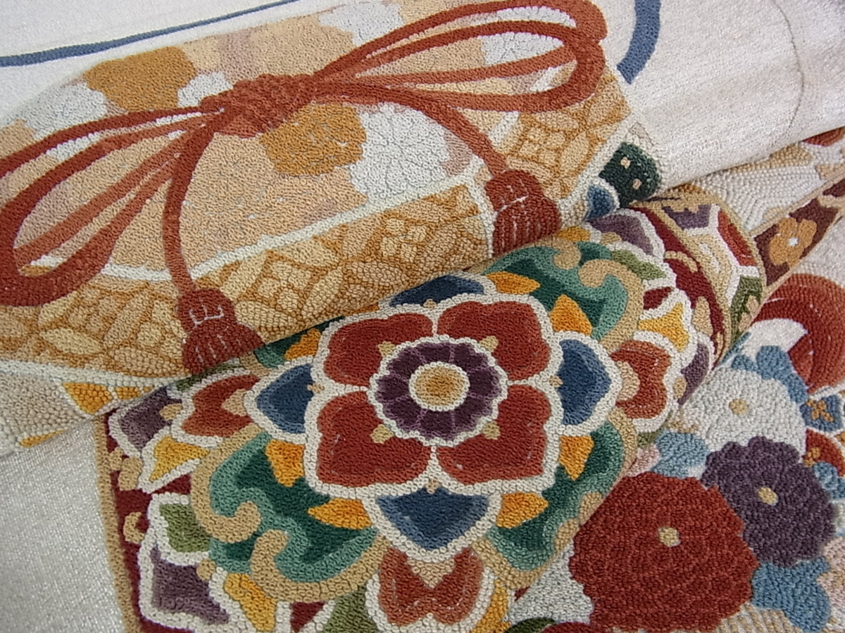 花美人着物□中国三大刺繍 総相良刺繍 総刺繍 綴れ 太鼓柄