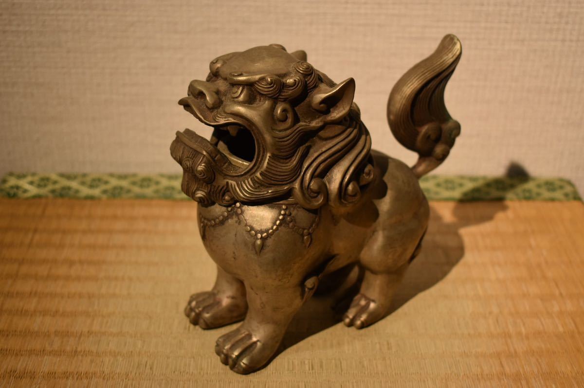 GE】R1448【コレクター所蔵品】時代 白銅獅子香炉 /朝鮮美術 中国古玩