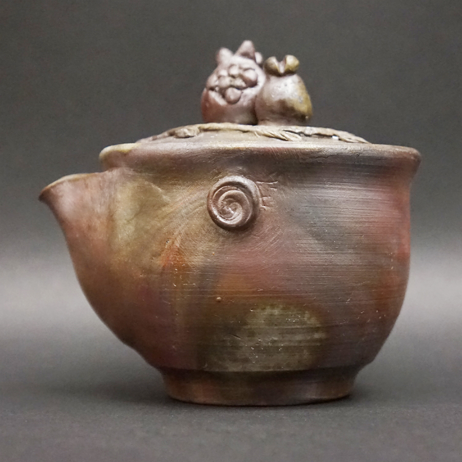 塚元博順作 煎茶道具 備前焼 煎茶器 茶道具 泡瓶 宝瓶 急須 工芸 陶芸