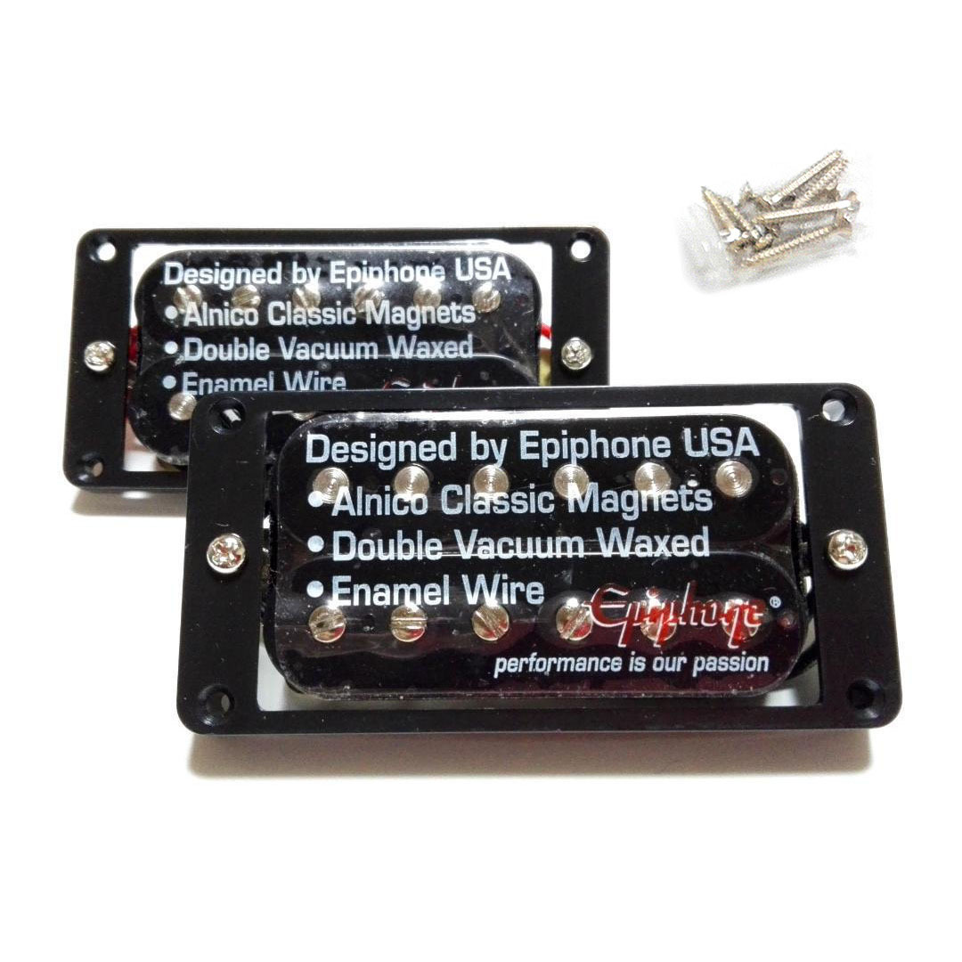 Epiphone純正 アルニコ ハムバッカー ブラック カバーレスセット