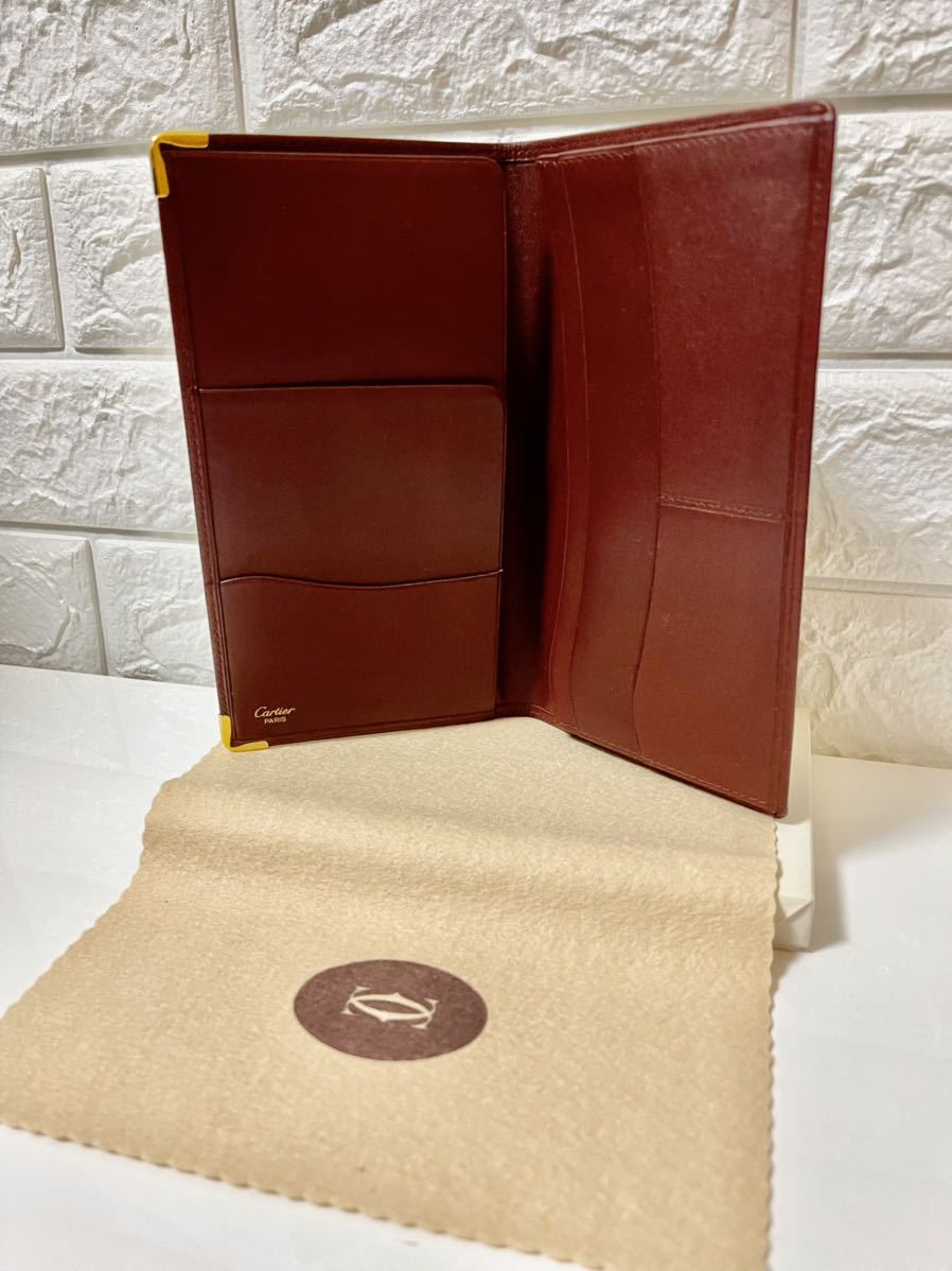 カルティエ 長財布 二つ折り マストライン ボルドー ゴールド金具 未