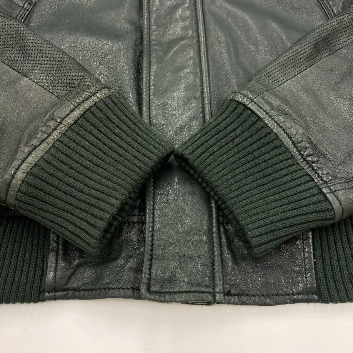 DIESEL グリーン レザージャケット DIESEL - DIESEL ディーゼル ダブルライダースジャケット フェイク