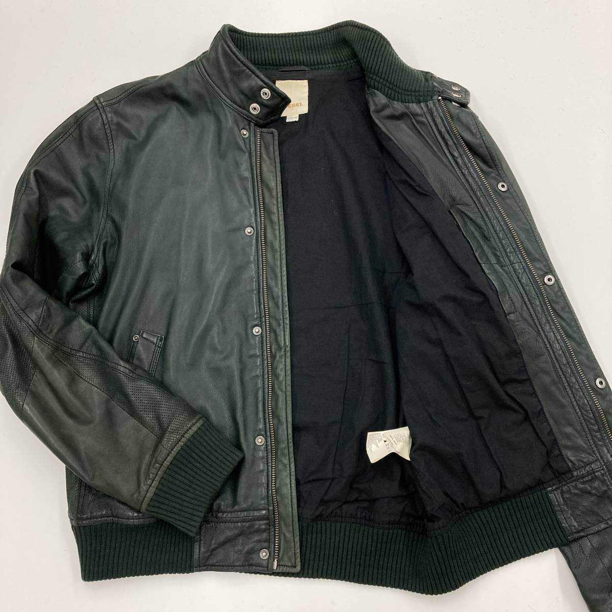 DIESEL ディーゼル レザージャケット ダークグリーン XXLサイズ 大きい