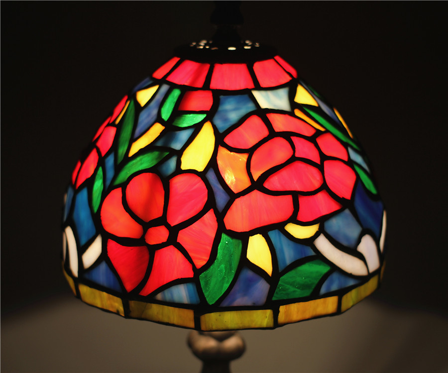 アンティーク風バラ柄 薔薇 ステンドグラス テーブルランプ ガレ風