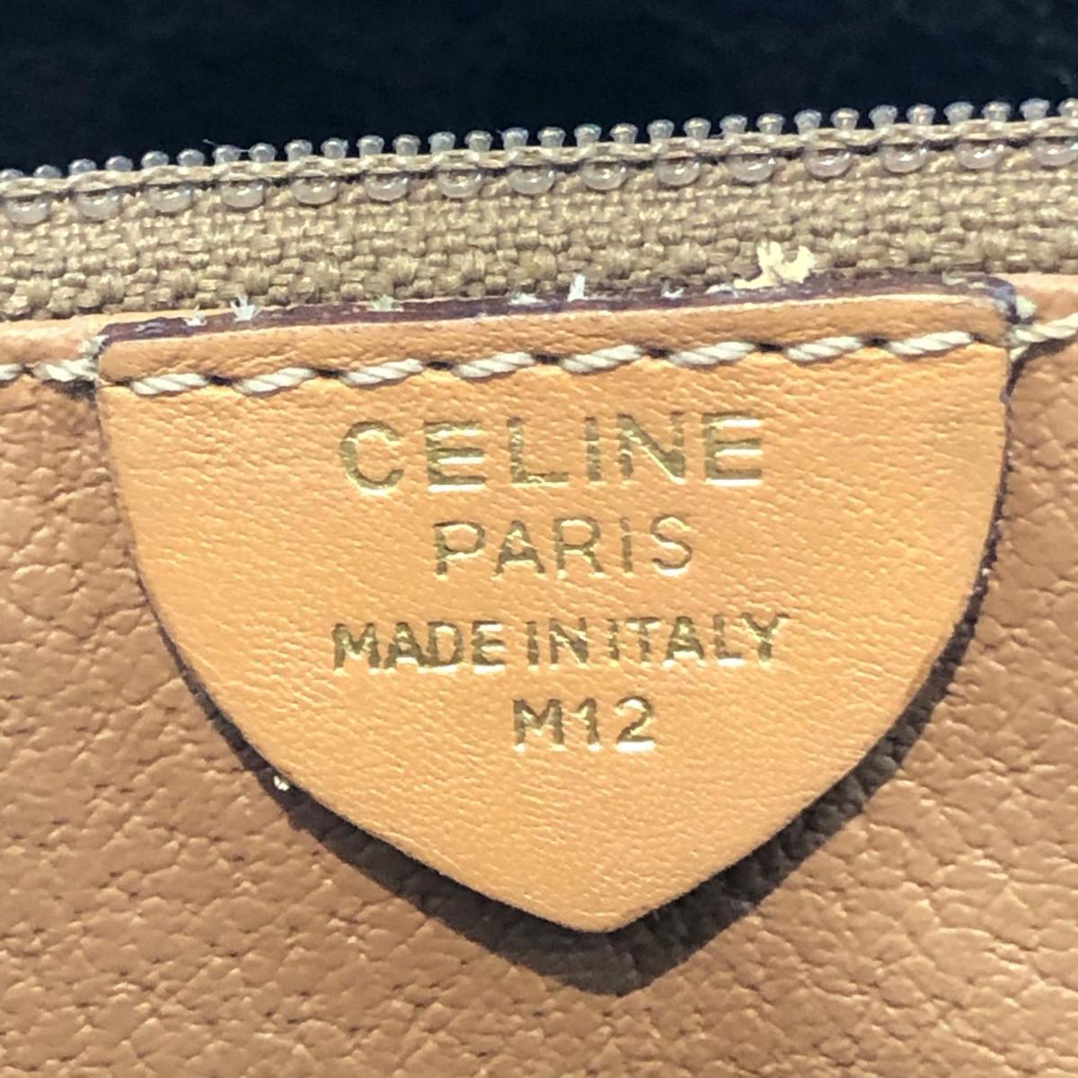 CELINE セリーヌ マカダム柄 ショルダーバッグ PVC×レザー ゴールド 