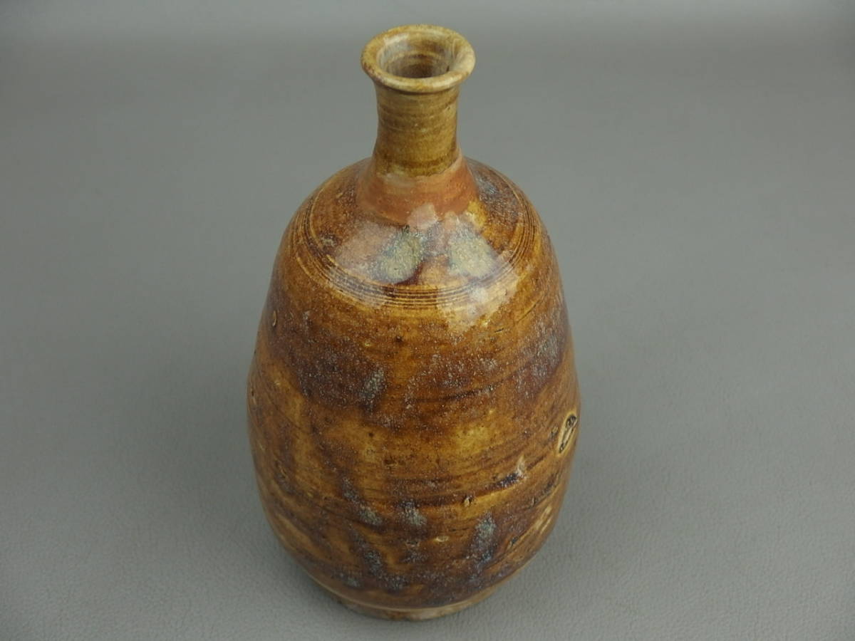 江戸時代後期～末期 六古窯 古丹波 口縁飴釉 高:約29.1cm 徳利 花入れ