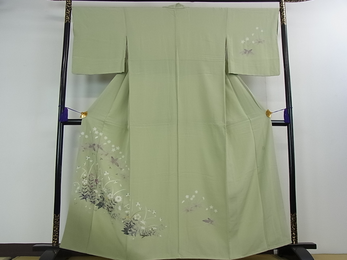 花美人着物□本加賀友禅作家 金丸充夫 訪問着 枝花文 暈し染め 逸品 