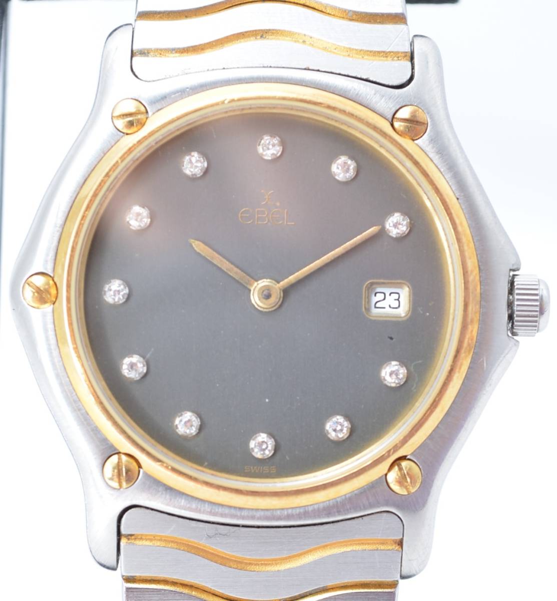 新作登場，HOT I EBEL エベル 184909 デイト ストーン グレー文字盤 コンビカラー クオーツ レディース 腕時計(エベル)｜売買されたオークション情報、yahooの商品情報をアーカイブ公開 - オークファン エベル