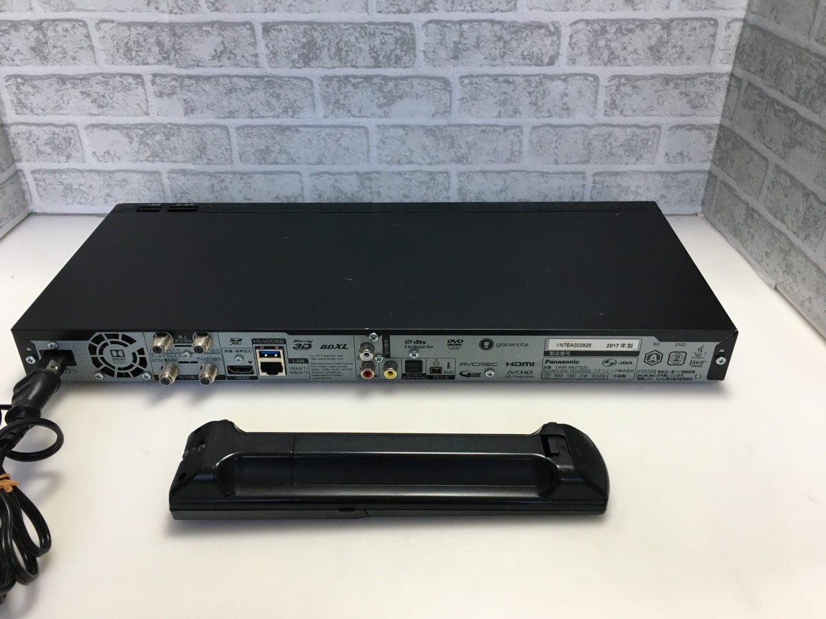 パナソニック　2017年製　BDレコーダー　DMR-BRZ1020　中古品8788 DMR-BRZ1020 パナソニック Panasonic 2017年製&frasl;2012年製ブルーレイディスク D*様 DMR-BRZ1020公式