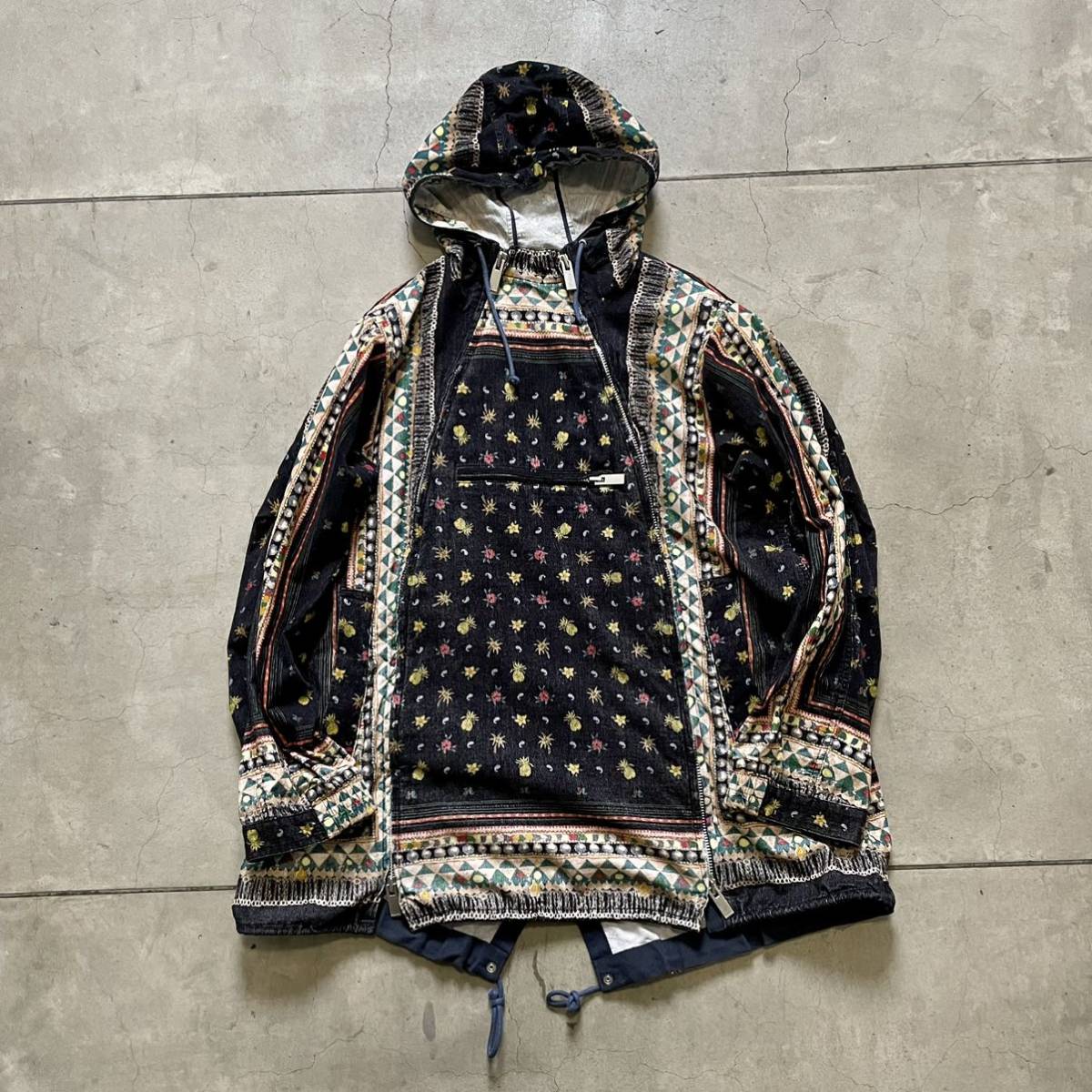 17SS Sacai サカイ ポンチョジャケット 3 総柄 ダブルジップ(男性用 