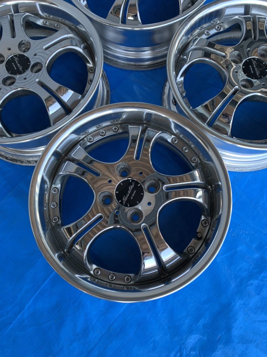 深リム メッキ WORK ユーロライン 15インチ 5.5J 4穴 PCD100 2本 