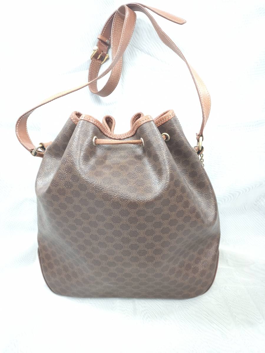 ◎セリーヌ◎CELINE M95 マカダム 巾着 ショルダーバッグ 斜めがけ可 