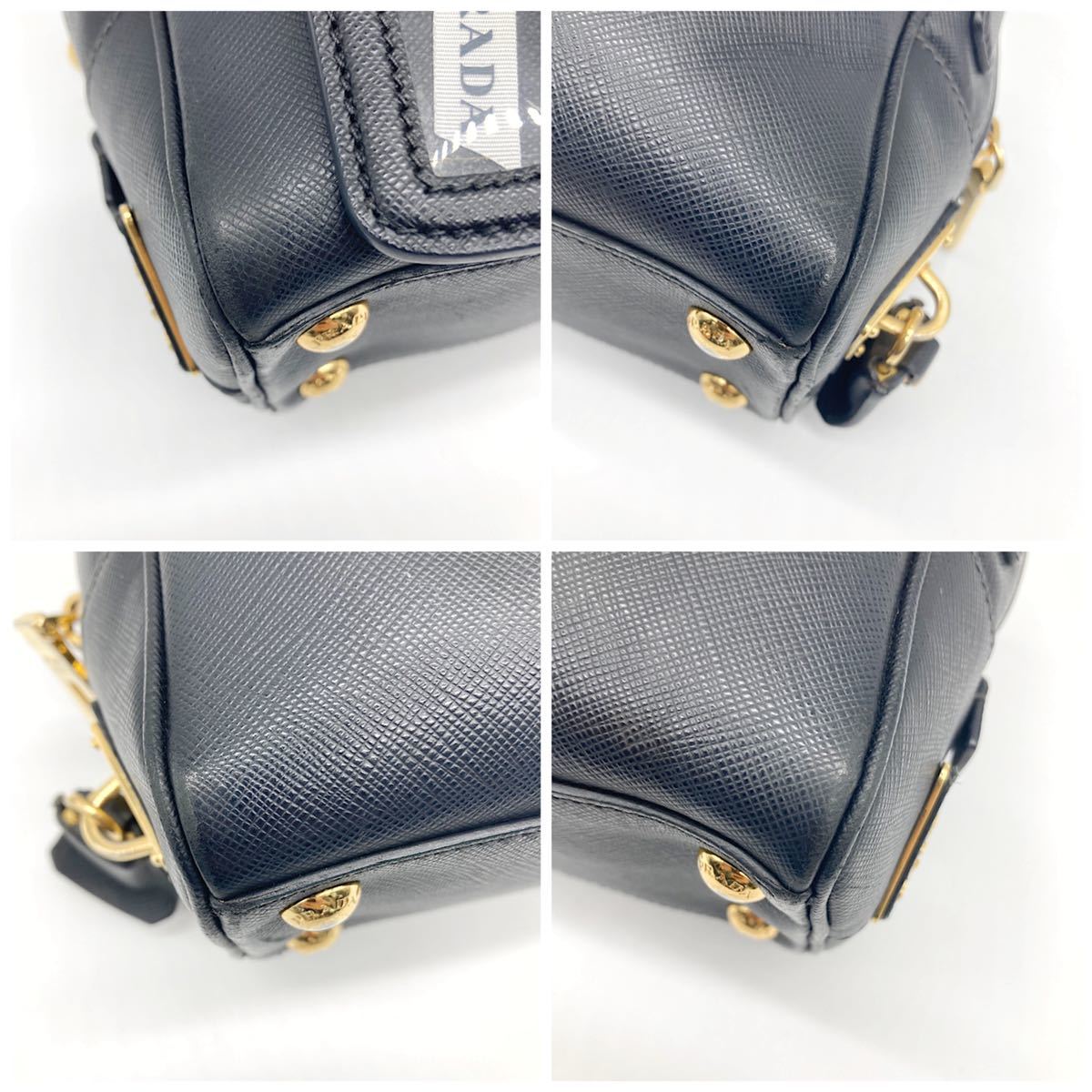 1円〜 極美品 PRADA プラダ ハンドバック ミニ 三角プレート ブラック 