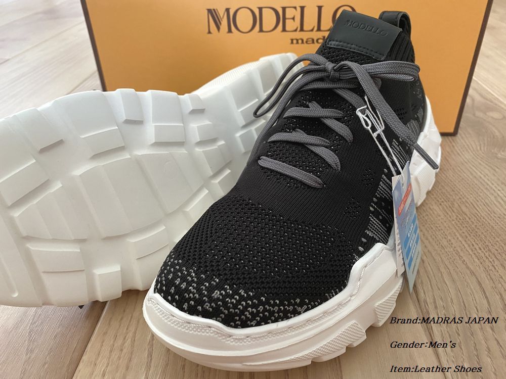 新品箱付き マドラス社 MODELLO モデロ 最高級 ニット タウンスニーカー ブラック 26.5cm 定価10，780円 DM3043